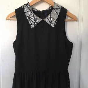 Silver sequined Peter Pan styled dress